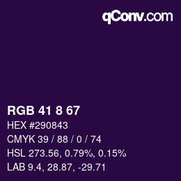 Color code: RGB 41 8 67 | qconv.com