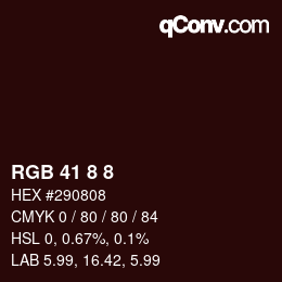Farbcode: RGB 41 8 8 | qconv.com
