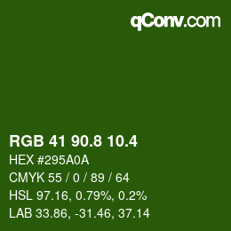 カラーコード: RGB 41 90.8 10.4 | qconv.com