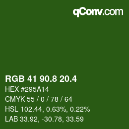 カラーコード: RGB 41 90.8 20.4 | qconv.com