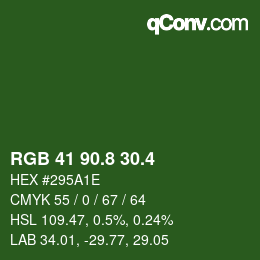 カラーコード: RGB 41 90.8 30.4 | qconv.com