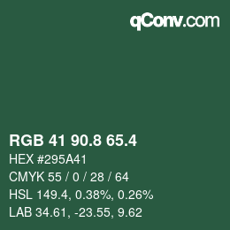 カラーコード: RGB 41 90.8 65.4 | qconv.com