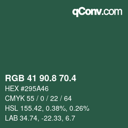 カラーコード: RGB 41 90.8 70.4 | qconv.com