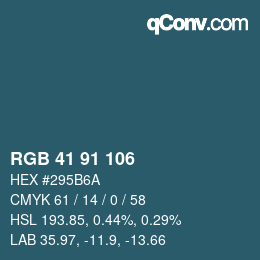 Color code: RGB 41 91 106 | qconv.com