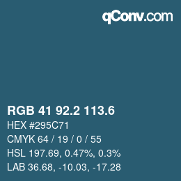 カラーコード: RGB 41 92.2 113.6 | qconv.com