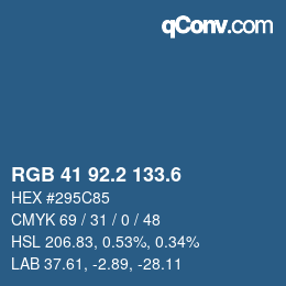 カラーコード: RGB 41 92.2 133.6 | qconv.com