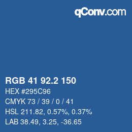 カラーコード: RGB 41 92.2 150 | qconv.com
