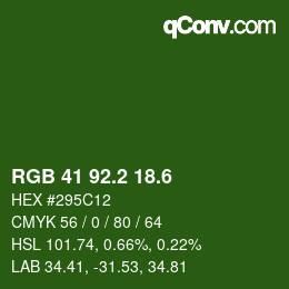 カラーコード: RGB 41 92.2 18.6 | qconv.com