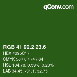 カラーコード: RGB 41 92.2 23.6 | qconv.com