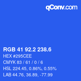 カラーコード: RGB 41 92.2 238.6 | qconv.com