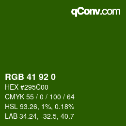 カラーコード: RGB 41 92 0 | qconv.com
