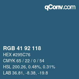 カラーコード: RGB 41 92 118 | qconv.com