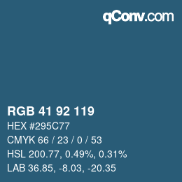カラーコード: RGB 41 92 119 | qconv.com