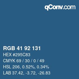 颜色代码: RGB 41 92 131 | qconv.com