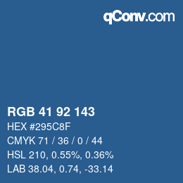 颜色代码: RGB 41 92 143 | qconv.com