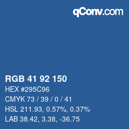 カラーコード: RGB 41 92 150 | qconv.com
