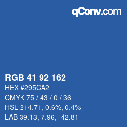 カラーコード: RGB 41 92 162 | qconv.com
