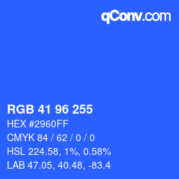 Color code: RGB 41 96 255 | qconv.com
