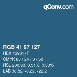 Color code: RGB 41 97 127 | qconv.com