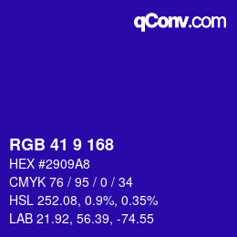 Color code: RGB 41 9 168 | qconv.com