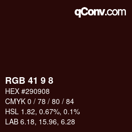 Farbcode: RGB 41 9 8 | qconv.com