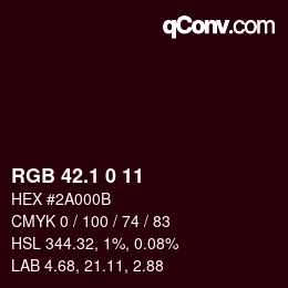 カラーコード: RGB 42.1 0 11 | qconv.com