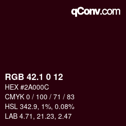 カラーコード: RGB 42.1 0 12 | qconv.com