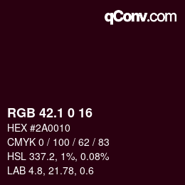 カラーコード: RGB 42.1 0 16 | qconv.com