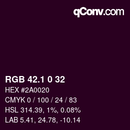 カラーコード: RGB 42.1 0 32 | qconv.com