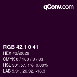 カラーコード: RGB 42.1 0 41 | qconv.com