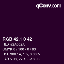 カラーコード: RGB 42.1 0 42 | qconv.com