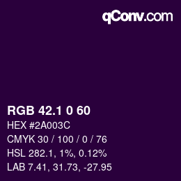 カラーコード: RGB 42.1 0 60 | qconv.com