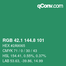 カラーコード: RGB 42.1 144.8 101 | qconv.com