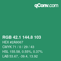 カラーコード: RGB 42.1 144.8 103 | qconv.com