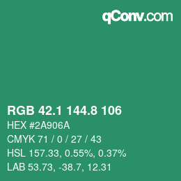 カラーコード: RGB 42.1 144.8 106 | qconv.com