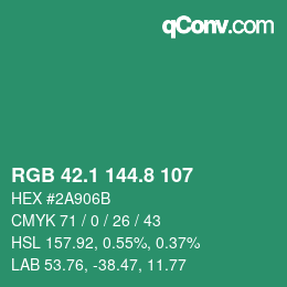 カラーコード: RGB 42.1 144.8 107 | qconv.com