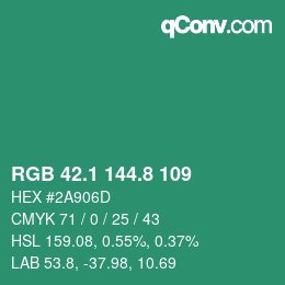 カラーコード: RGB 42.1 144.8 109 | qconv.com