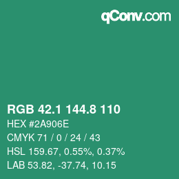カラーコード: RGB 42.1 144.8 110 | qconv.com