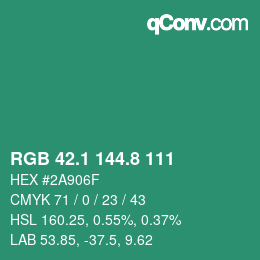 Color code: RGB 42.1 144.8 111 | qconv.com
