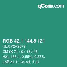 Color code: RGB 42.1 144.8 121 | qconv.com