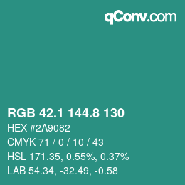 Color code: RGB 42.1 144.8 130 | qconv.com