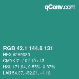 Color code: RGB 42.1 144.8 131 | qconv.com