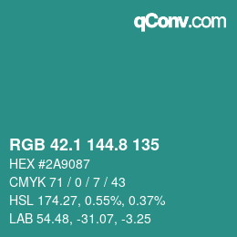 Color code: RGB 42.1 144.8 135 | qconv.com