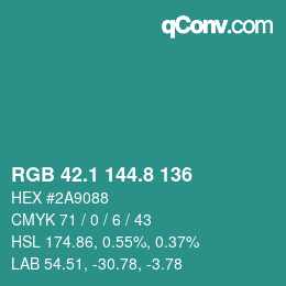 Color code: RGB 42.1 144.8 136 | qconv.com