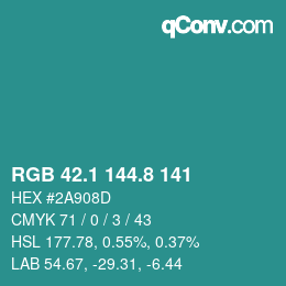 Color code: RGB 42.1 144.8 141 | qconv.com