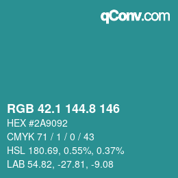 Farbcode: RGB 42.1 144.8 146 | qconv.com