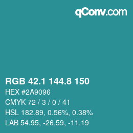 Color code: RGB 42.1 144.8 150 | qconv.com