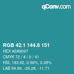 Color code: RGB 42.1 144.8 151 | qconv.com
