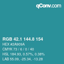 Color code: RGB 42.1 144.8 154 | qconv.com
