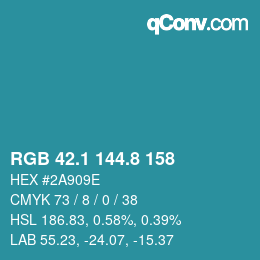カラーコード: RGB 42.1 144.8 158 | qconv.com